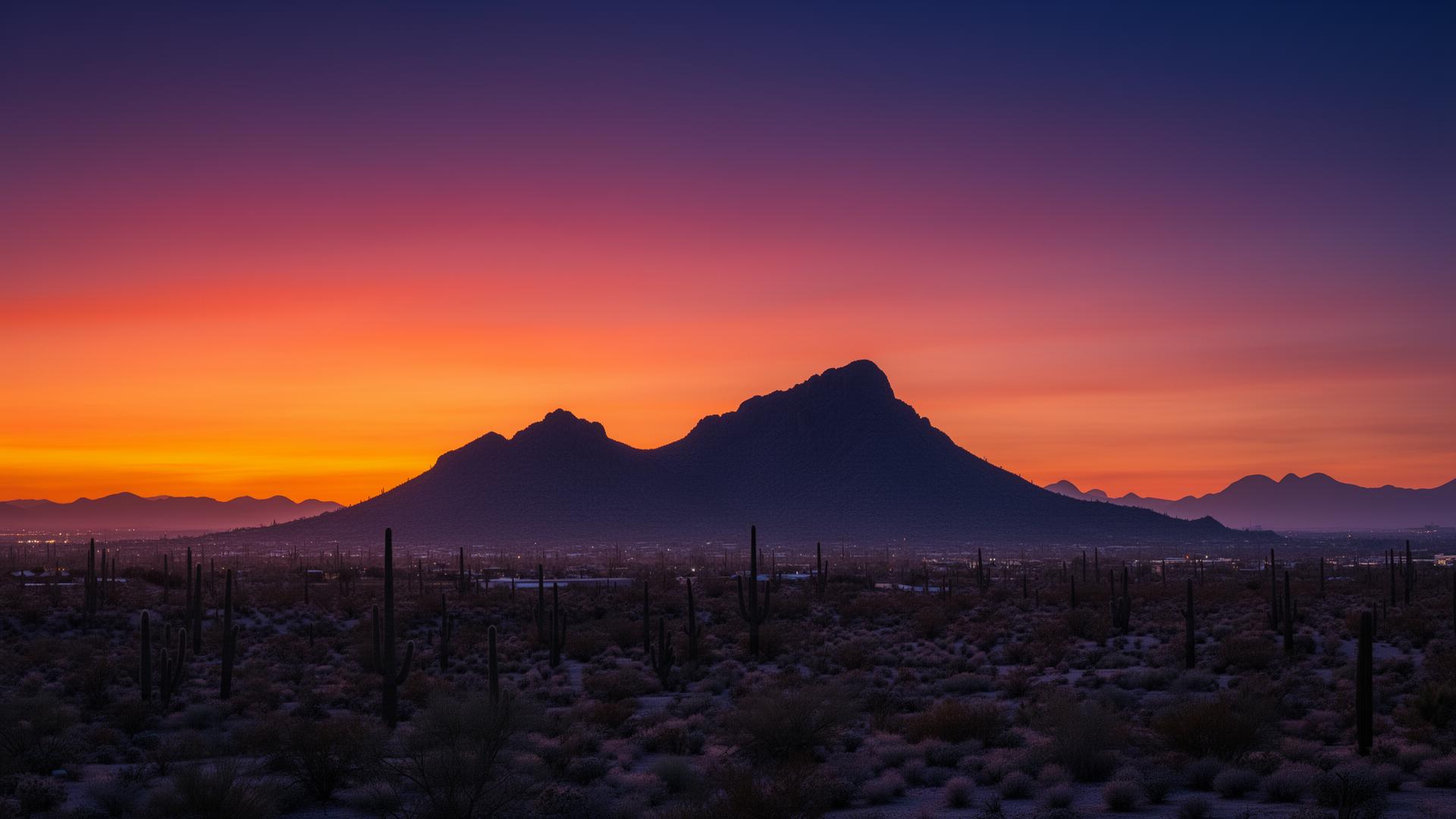 Scottsdale Arizona desert sunset over Camelback Mountain